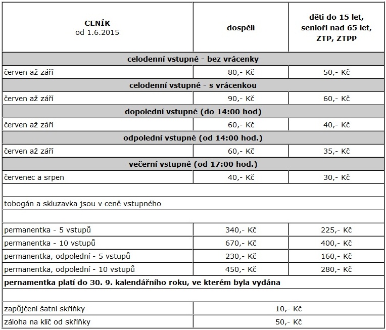 Duha ceník 2015